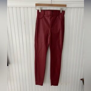 Zara Red Faux Leather Pants